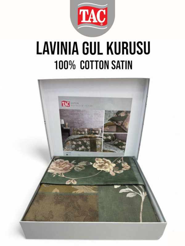 Tac Saten Lavinia gul kurusu | Постельное белье сатин (Евро)